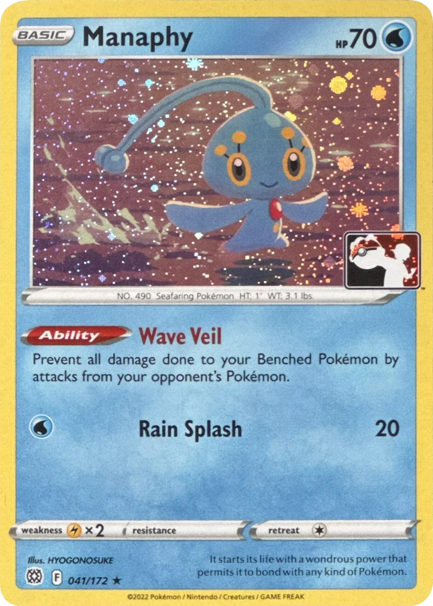 Manaphy 041/172 | Stamped Variant | Condition review required reference image. See following photographs for the actual card and condition.
