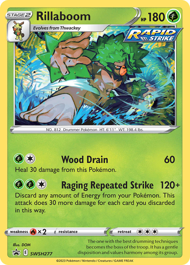 Rillaboom SWSH277 | NM reference image. See following photographs for the actual card and condition.