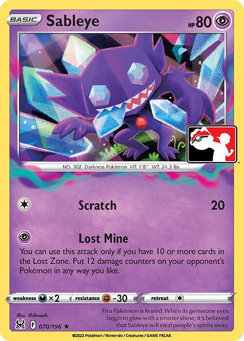 Sableye 070/196 | Stamped Variant | NM reference image. See following photographs for the actual card and condition.