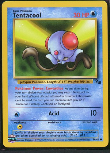 Tentacool 56/62 unlimited edition reference image. See following photographs for the actual card and condition.