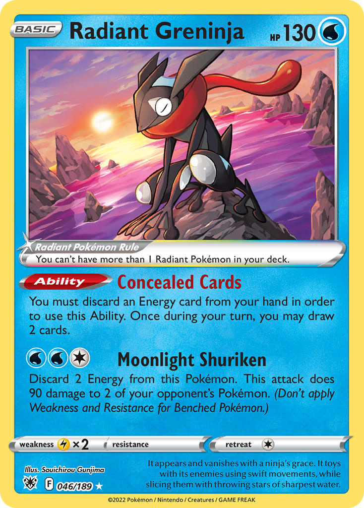 Radiant Greninja 046/189 | NM reference image. See following photographs for the actual card and condition.