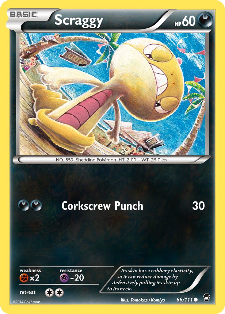 Scraggy 66/111 reference image. See following photographs for the actual card and condition.