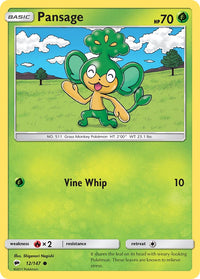 Pansage 12/147 reference image. See following photographs for the actual card and condition.