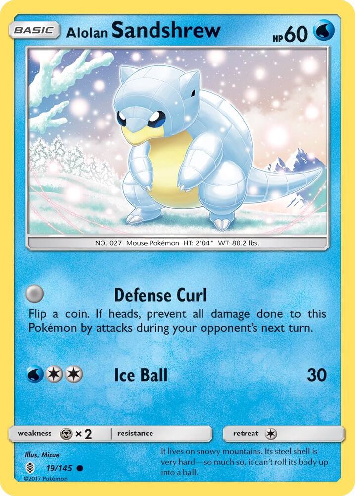 Alolan Sandshrew catalogue reference image. See subsequent photos for actual card condition.