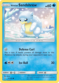 Alolan Sandshrew catalogue reference image. See subsequent photos for actual card condition.
