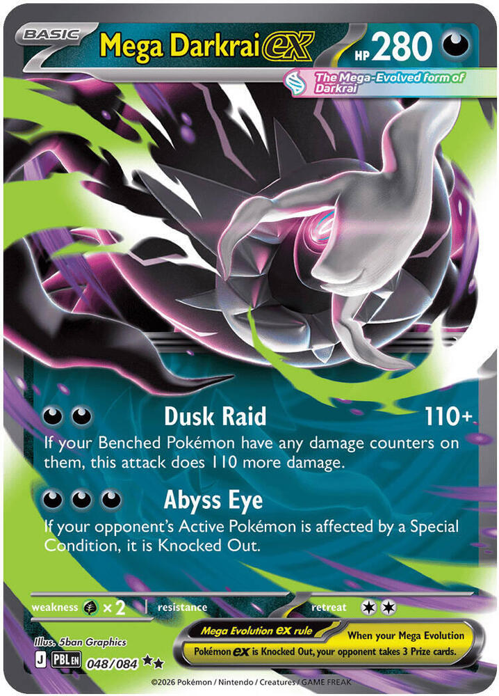 Mega Darkrai ex - 048/084 catalogue reference image. See subsequent photos for actual card condition.
