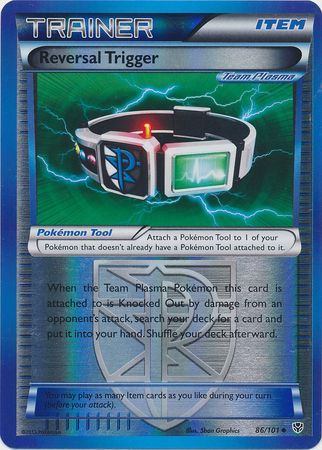 Reversal Trigger 86/101 exact reverse holo reference image. See subsequent photographs for actual condition.