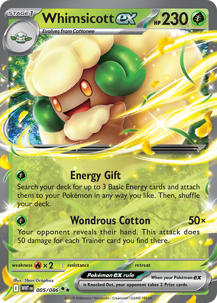 Whimsicott ex 005/086 reference image. See following photographs for the actual card and condition.