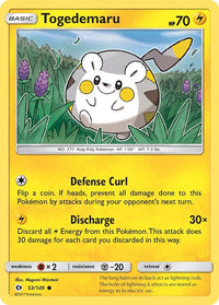 Togedemaru catalogue reference image. See subsequent photos for actual card condition.